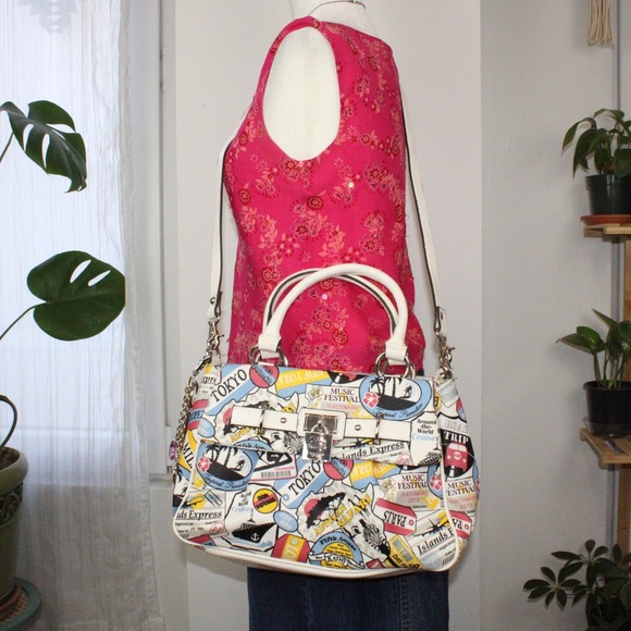 Kathy Van Zeeland Travel Print Satchel Handbag - Picture 3 of 10